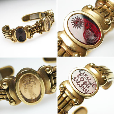 Intaglio Mens Bracelet Solid 18K Gold